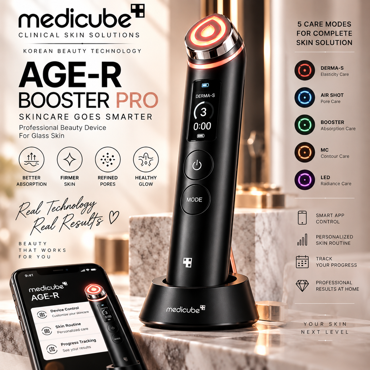 Medicube AGE-R Booster Pro Black + Collagen Jelly Cream – Premium Glass Skin Duo