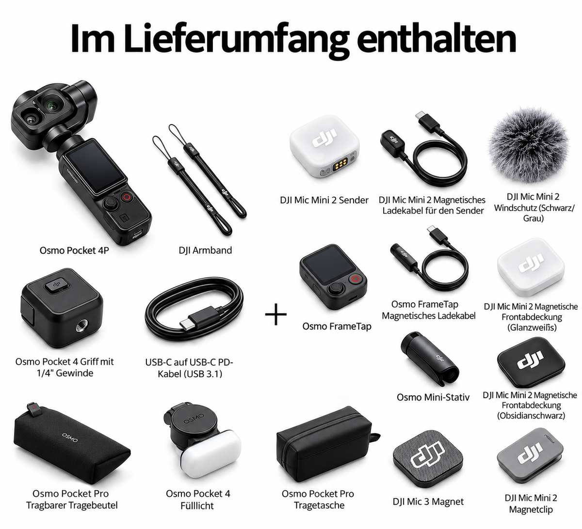 DJI Osmo Pocket 4P Vlog Combo mit CPL+ND2-32+1/4 Schwarzer, Filter 3-Set