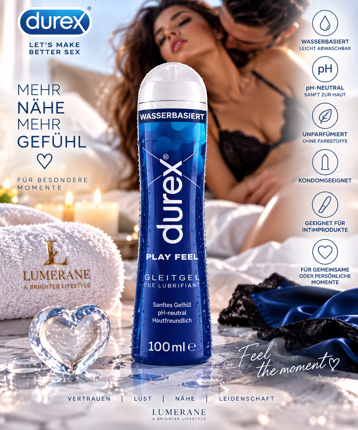Durex Play Feel Gleitgel 100 ml – Wasserbasiert, pH-neutral & angenehm sanft