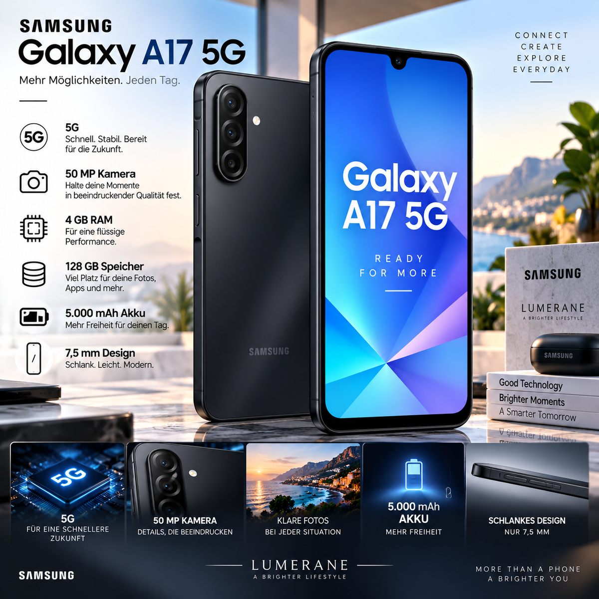 Samsung Galaxy A17 5G – AI Smartphone, 128 GB, 50 MP Kamera & 5.000 mAh Akku – Schwarz