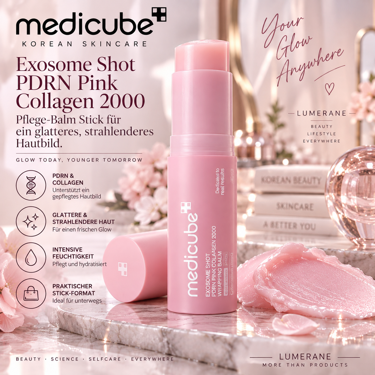 medicube Exosome Shot PDRN Pink Collagen 2000 – Pflege-Balm Stick für ein glatteres Hautbild