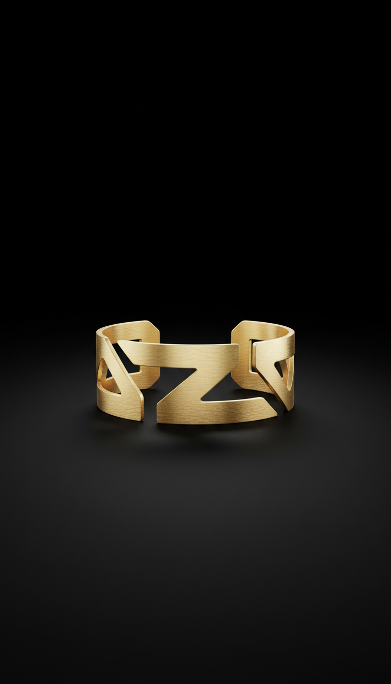 Brushed gold geometric cuff bracelet