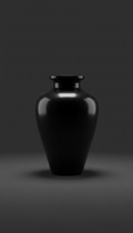 Obsidian black polished marble decor vase