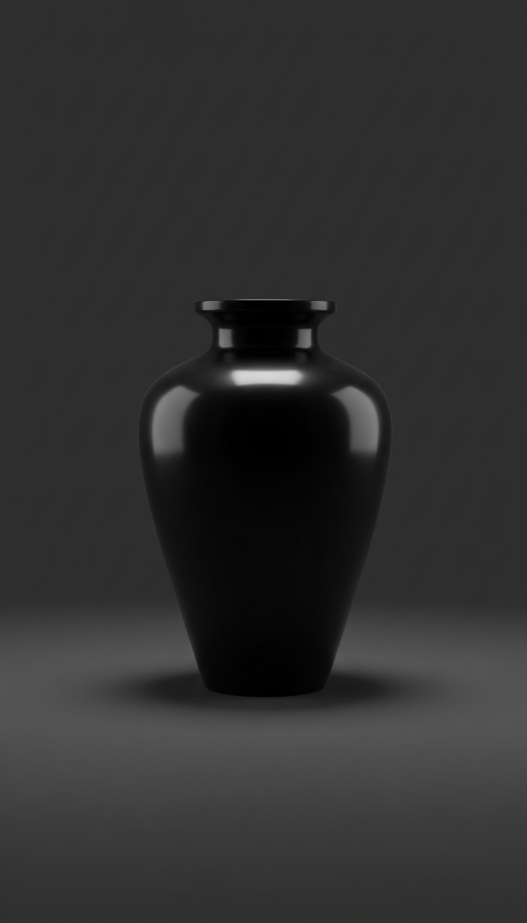 Obsidian black polished marble decor vase