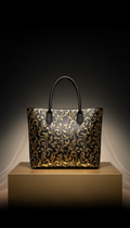 Italian leather tote with gold embossing