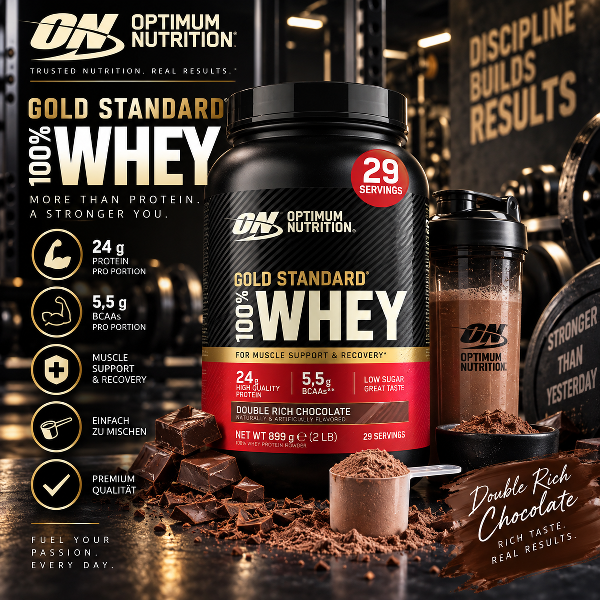Optimum Nutrition Gold Standard Whey – Double Rich Chocolate 899 g
