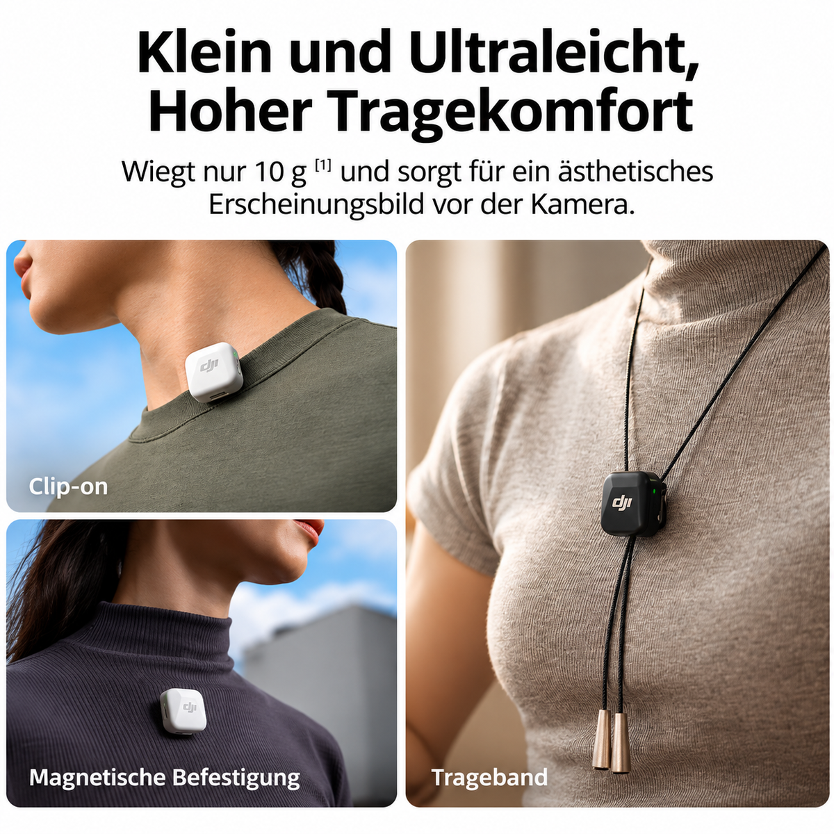 DJI Mic Mini (2 Sender + 1 Empf. + Ladesch.), Ultraleicht, Detailr. Audio