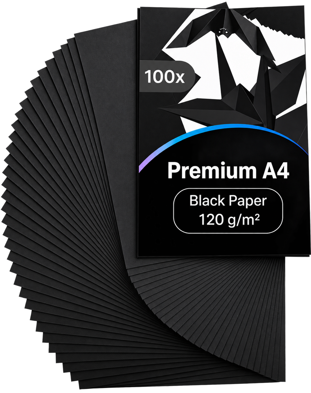 100 Blatt Schwarzes Papier A4 – Tonpapier Schwarz, Schwarzes Tonpapier A4, Tonzeichenpapier, 120 g/m² Bastelkarton zum Basteln, Zeichnen, Origami & DIY-Projekte