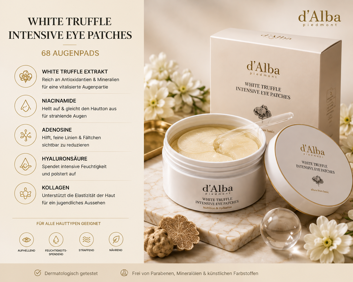 d’Alba White Truffle Intensive Eye Patches – 68 Stück