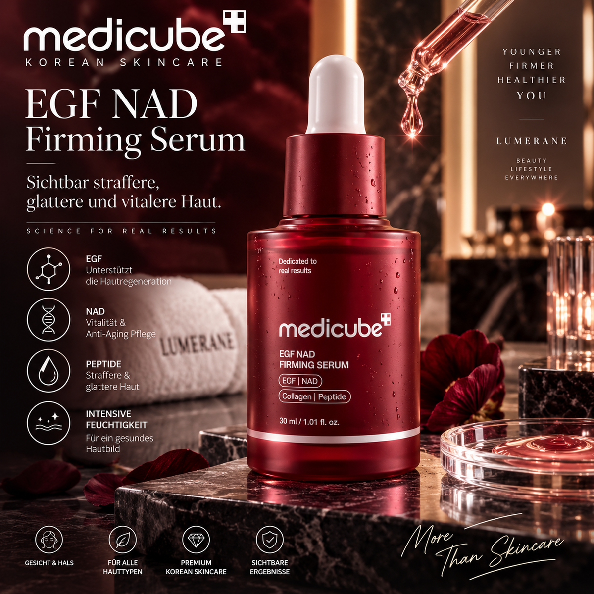 medicube EGF NAD Firming Serum – Straffende Anti-Aging Pflege für Gesicht & Hals, 30 ml