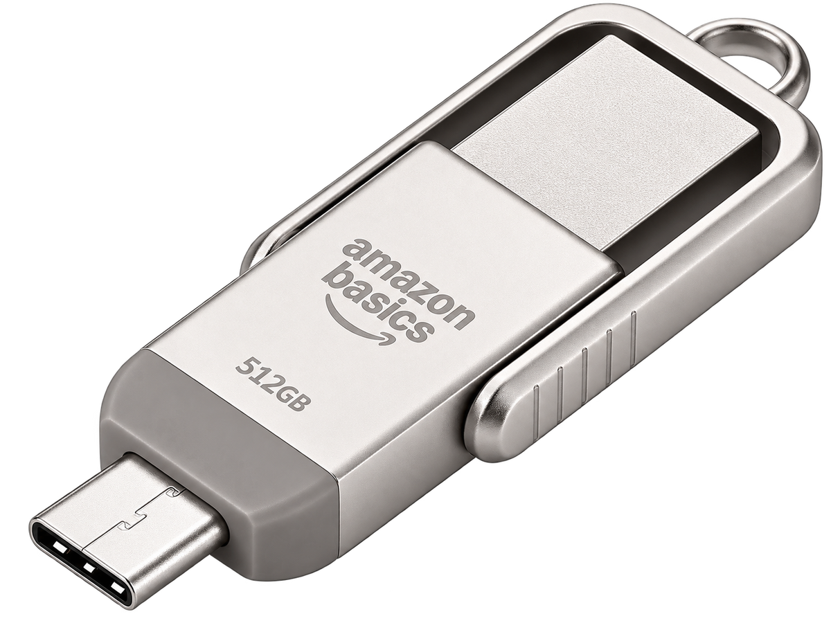 Amazon Basics USB-Speicherstick, USB-Stick mit zwei Anschlüssen (USB-C und USB-A), 512GB