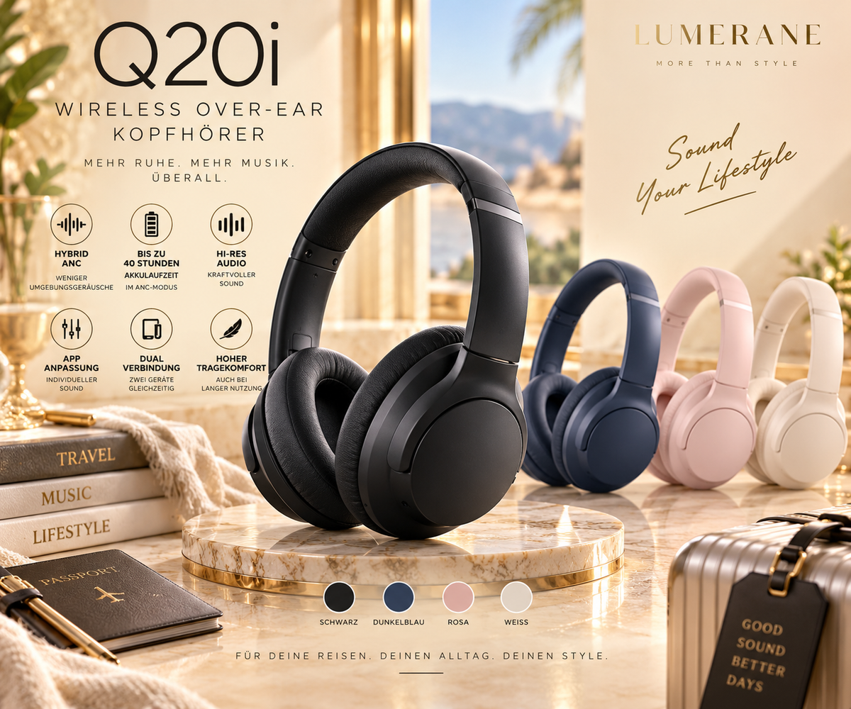 soundcore by Anker Q20i – Kabellose Over-Ear Kopfhörer mit Hybrid ANC & 40 Std. Akkulaufzeit