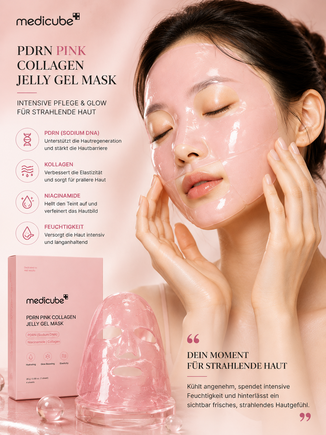 Medicube PDRN Pink Collagen Jelly Gel Mask – 4 Pack
